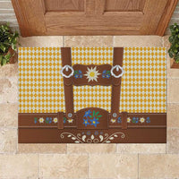 Lederhosen Oktoberfest Rubber Doormat Gold Edelweiss Floral Polka Dots - Wonder Print Shop