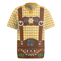 Lederhosen Oktoberfest Rugby Jersey Gold Edelweiss Floral Polka Dots - Wonder Print Shop