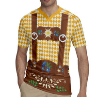 Lederhosen Oktoberfest Rugby Jersey Gold Edelweiss Floral Polka Dots - Wonder Print Shop