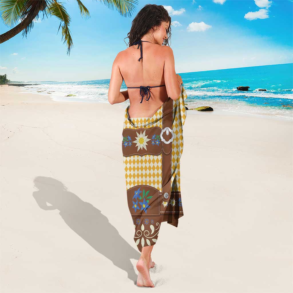 Lederhosen Oktoberfest Sarong Gold Edelweiss Floral Polka Dots - Wonder Print Shop