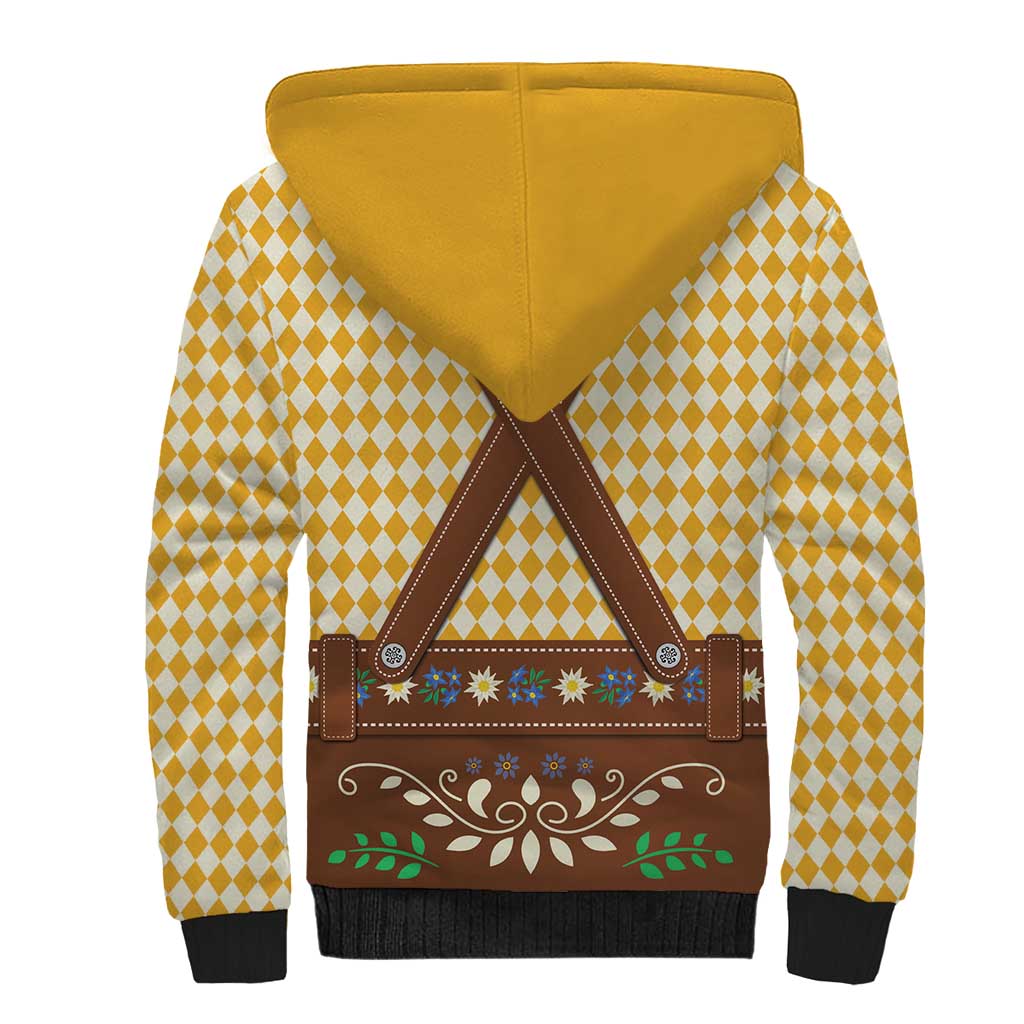 Lederhosen Oktoberfest Sherpa Hoodie Gold Edelweiss Floral Polka Dots - Wonder Print Shop