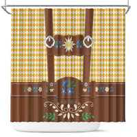 Lederhosen Oktoberfest Shower Curtain Gold Edelweiss Floral Polka Dots - Wonder Print Shop