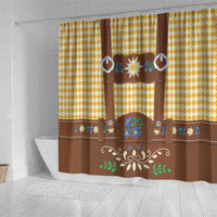 Lederhosen Oktoberfest Shower Curtain Gold Edelweiss Floral Polka Dots - Wonder Print Shop