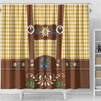 Lederhosen Oktoberfest Shower Curtain Gold Edelweiss Floral Polka Dots - Wonder Print Shop