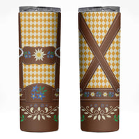 Lederhosen Oktoberfest Skinny Tumbler Gold Edelweiss Floral Polka Dots - Wonder Print Shop