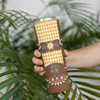 Lederhosen Oktoberfest Skinny Tumbler Gold Edelweiss Floral Polka Dots - Wonder Print Shop