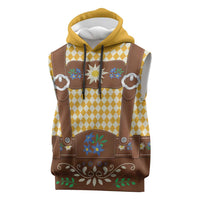 Lederhosen Oktoberfest Sleeveless Hoodie Gold Edelweiss Floral Polka Dots - Wonder Print Shop