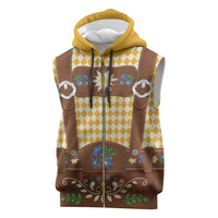 Lederhosen Oktoberfest Sleeveless Zip Hoodie Gold Edelweiss Floral Polka Dots - Wonder Print Shop