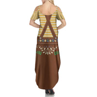 Lederhosen Oktoberfest Summer Maxi Dress Gold Edelweiss Floral Polka Dots - Wonder Print Shop