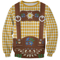 Lederhosen Oktoberfest Sweatshirt Gold Edelweiss Floral Polka Dots - Wonder Print Shop