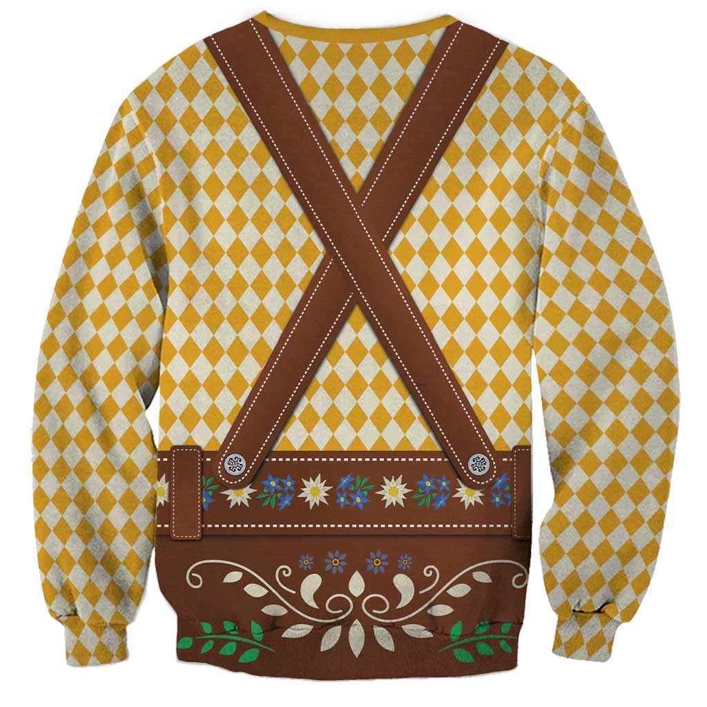 Lederhosen Oktoberfest Sweatshirt Gold Edelweiss Floral Polka Dots - Wonder Print Shop