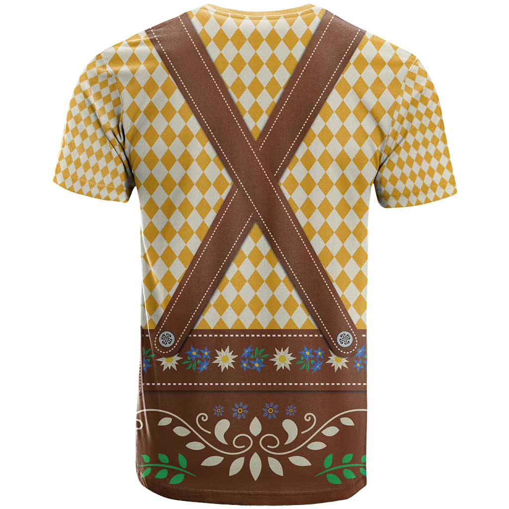 Lederhosen Oktoberfest T Shirt Gold Edelweiss Floral Polka Dots - Wonder Print Shop