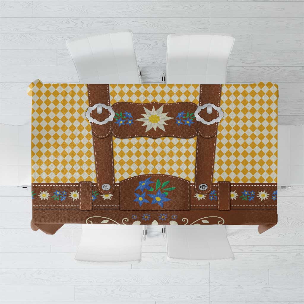 Lederhosen Oktoberfest Tablecloth Gold Edelweiss Floral Polka Dots - Wonder Print Shop