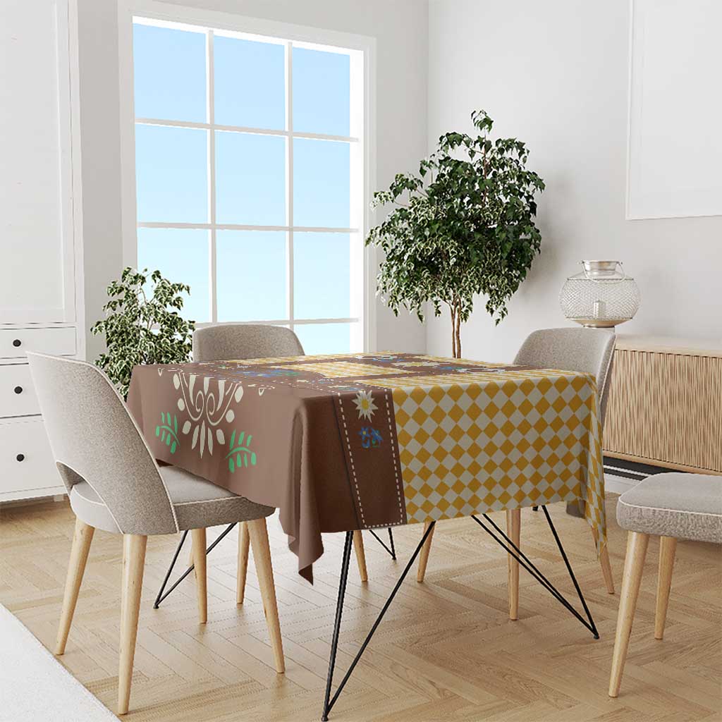 Lederhosen Oktoberfest Tablecloth Gold Edelweiss Floral Polka Dots - Wonder Print Shop