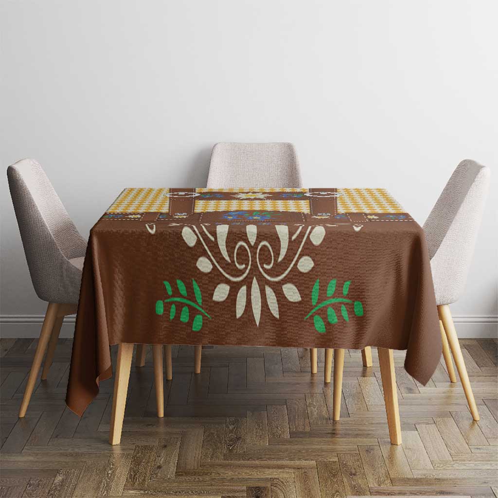 Lederhosen Oktoberfest Tablecloth Gold Edelweiss Floral Polka Dots - Wonder Print Shop