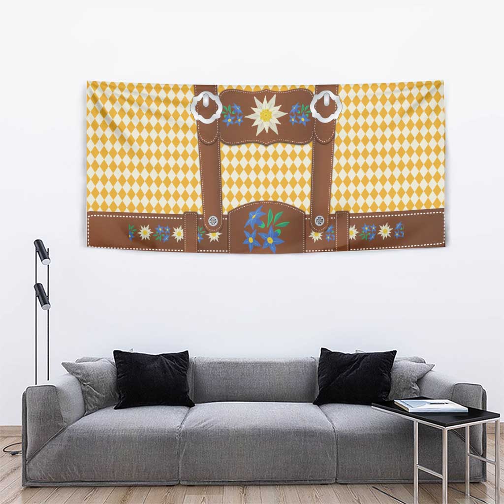 Lederhosen Oktoberfest Tapestry Gold Edelweiss Floral Polka Dots - Wonder Print Shop