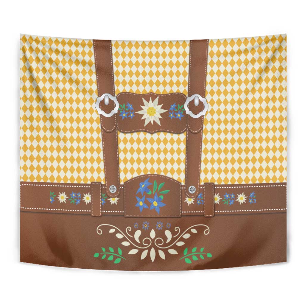 Lederhosen Oktoberfest Tapestry Gold Edelweiss Floral Polka Dots - Wonder Print Shop