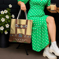 Lederhosen Oktoberfest Tote Bag Gold Edelweiss Floral Polka Dots - Wonder Print Shop