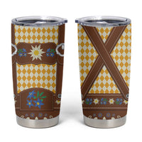 Lederhosen Oktoberfest Tumbler Cup Gold Edelweiss Floral Polka Dots - Wonder Print Shop