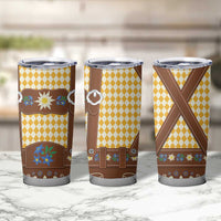 Lederhosen Oktoberfest Tumbler Cup Gold Edelweiss Floral Polka Dots - Wonder Print Shop