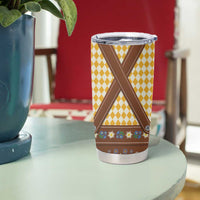 Lederhosen Oktoberfest Tumbler Cup Gold Edelweiss Floral Polka Dots - Wonder Print Shop