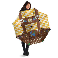 Lederhosen Oktoberfest Umbrella Gold Edelweiss Floral Polka Dots - Wonder Print Shop