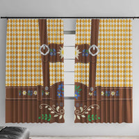 Lederhosen Oktoberfest Window Curtain Gold Edelweiss Floral Polka Dots - Wonder Print Shop