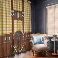 Lederhosen Oktoberfest Window Curtain Gold Edelweiss Floral Polka Dots - Wonder Print Shop