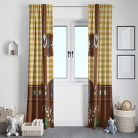 Lederhosen Oktoberfest Window Curtain Gold Edelweiss Floral Polka Dots - Wonder Print Shop