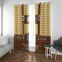 Lederhosen Oktoberfest Window Curtain Gold Edelweiss Floral Polka Dots - Wonder Print Shop