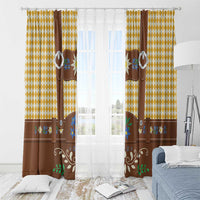 Lederhosen Oktoberfest Window Curtain Gold Edelweiss Floral Polka Dots - Wonder Print Shop