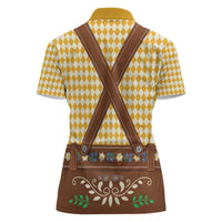 Lederhosen Oktoberfest Women Polo Shirt Gold Edelweiss Floral Polka Dots - Wonder Print Shop