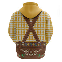 Lederhosen Oktoberfest Zip Hoodie Gold Edelweiss Floral Polka Dots - Wonder Print Shop