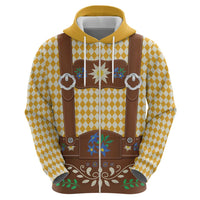 Lederhosen Oktoberfest Zip Hoodie Gold Edelweiss Floral Polka Dots - Wonder Print Shop
