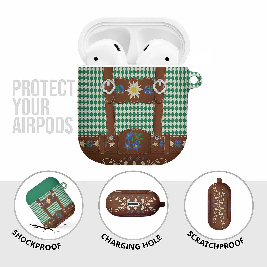Lederhosen Oktoberfest AirPods Case Green Edelweiss Floral Polka Dots - Wonder Print Shop