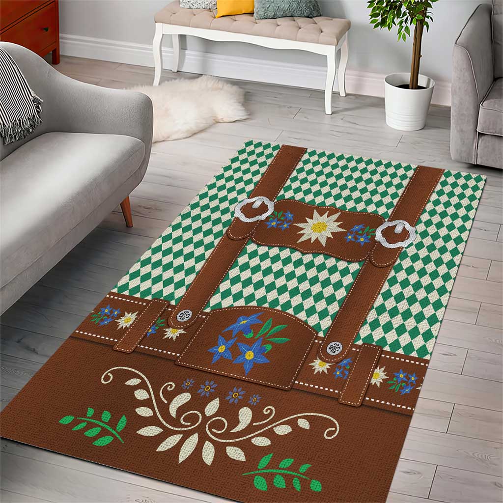 Lederhosen Oktoberfest Area Rug Green Edelweiss Floral Polka Dots - Wonder Print Shop