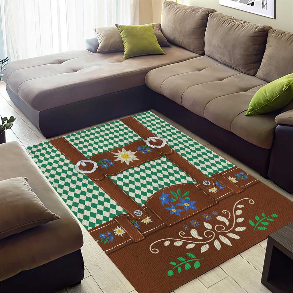 Lederhosen Oktoberfest Area Rug Green Edelweiss Floral Polka Dots - Wonder Print Shop