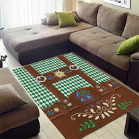 Lederhosen Oktoberfest Area Rug Green Edelweiss Floral Polka Dots - Wonder Print Shop