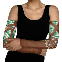 Lederhosen Oktoberfest Arm Sleeves Green Edelweiss Floral Polka Dots - Wonder Print Shop