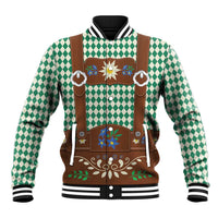 Lederhosen Oktoberfest Baseball Jacket Green Edelweiss Floral Polka Dots - Wonder Print Shop