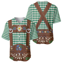 Lederhosen Oktoberfest Baseball Jersey Green Edelweiss Floral Polka Dots - Wonder Print Shop