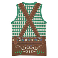 Lederhosen Oktoberfest Basketball Jersey Green Edelweiss Floral Polka Dots - Wonder Print Shop