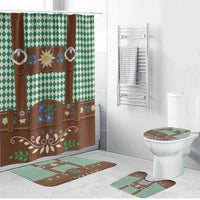 Lederhosen Oktoberfest Bathroom Set Green Edelweiss Floral Polka Dots - Wonder Print Shop