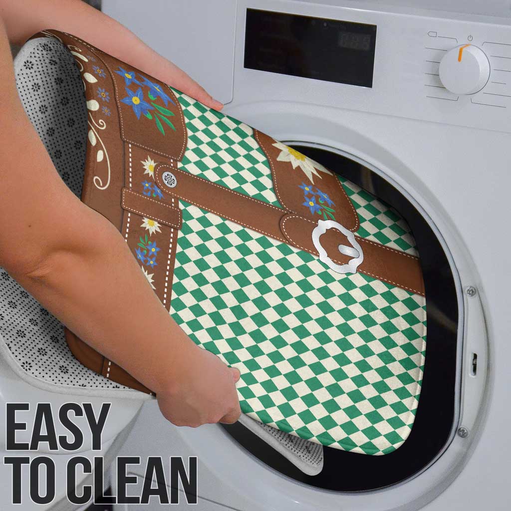 Lederhosen Oktoberfest Bathroom Set Green Edelweiss Floral Polka Dots - Wonder Print Shop