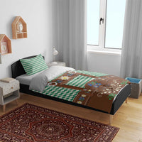 Lederhosen Oktoberfest Bedding Set Green Edelweiss Floral Polka Dots - Wonder Print Shop