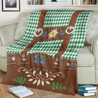 Lederhosen Oktoberfest Blanket Green Edelweiss Floral Polka Dots - Wonder Print Shop