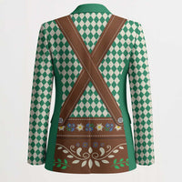 Lederhosen Oktoberfest Blazer Green Edelweiss Floral Polka Dots - Wonder Print Shop