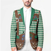 Lederhosen Oktoberfest Blazer Green Edelweiss Floral Polka Dots - Wonder Print Shop