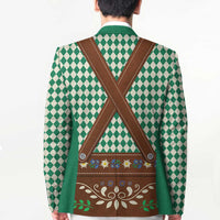 Lederhosen Oktoberfest Blazer Green Edelweiss Floral Polka Dots - Wonder Print Shop