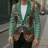 Lederhosen Oktoberfest Blazer Green Edelweiss Floral Polka Dots - Wonder Print Shop